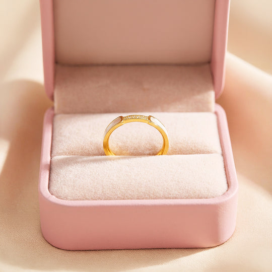 Minimalist Band | Mother of Pearl Style | Diamond Simulant | Titanium Steel | Luxe5161 - Rings | Singapore Jewellery, Wedding Rings &amp; Gifts | Same Day Delivery | Tiara.com.sg