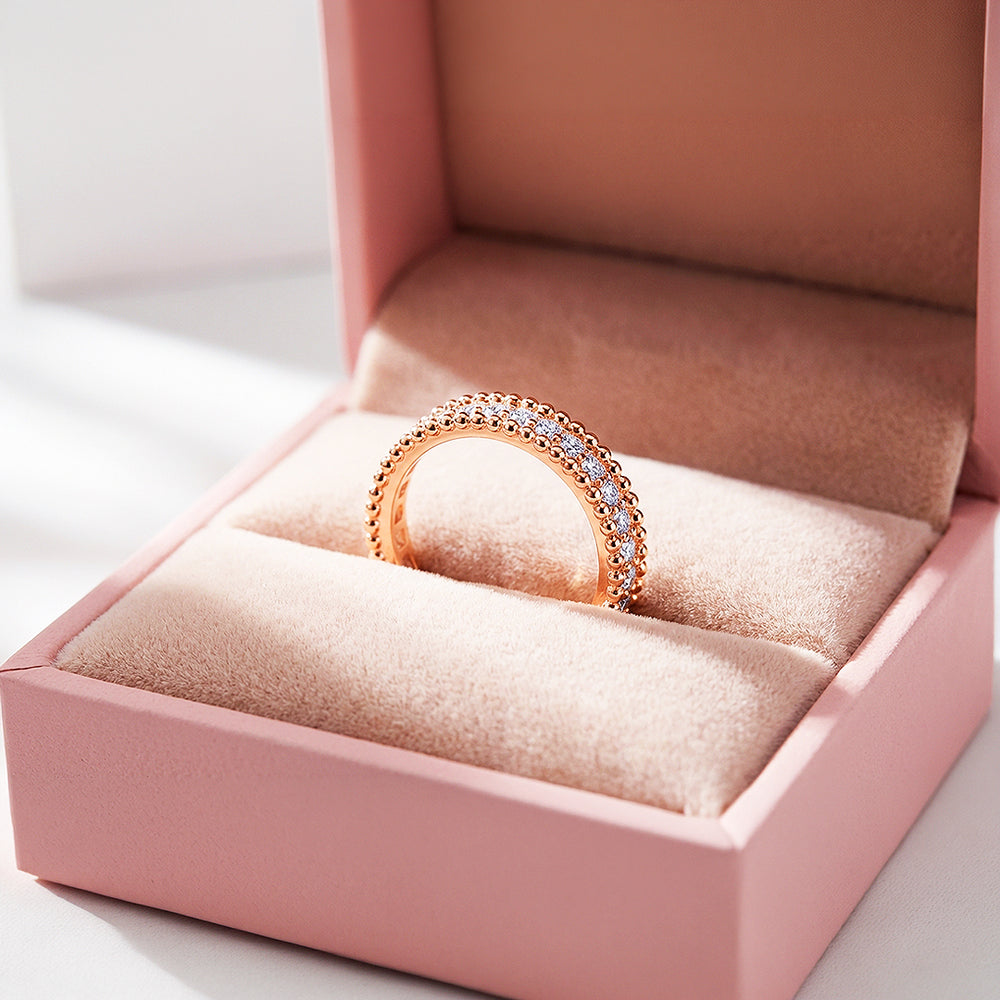 Eternity Band | Beaded Border | Diamond Simulant | Rose Gold Plating | Luxe5164 - Rings | Singapore Jewellery, Wedding Rings & Gifts | Same Day Delivery | Tiara.com.sg