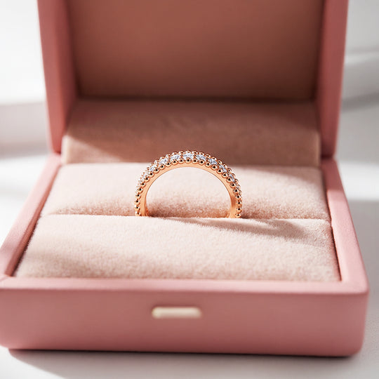 Eternity Band | Beaded Border | Diamond Simulant | Rose Gold Plating | Luxe5164 - Rings | Singapore Jewellery, Wedding Rings &amp; Gifts | Same Day Delivery | Tiara.com.sg