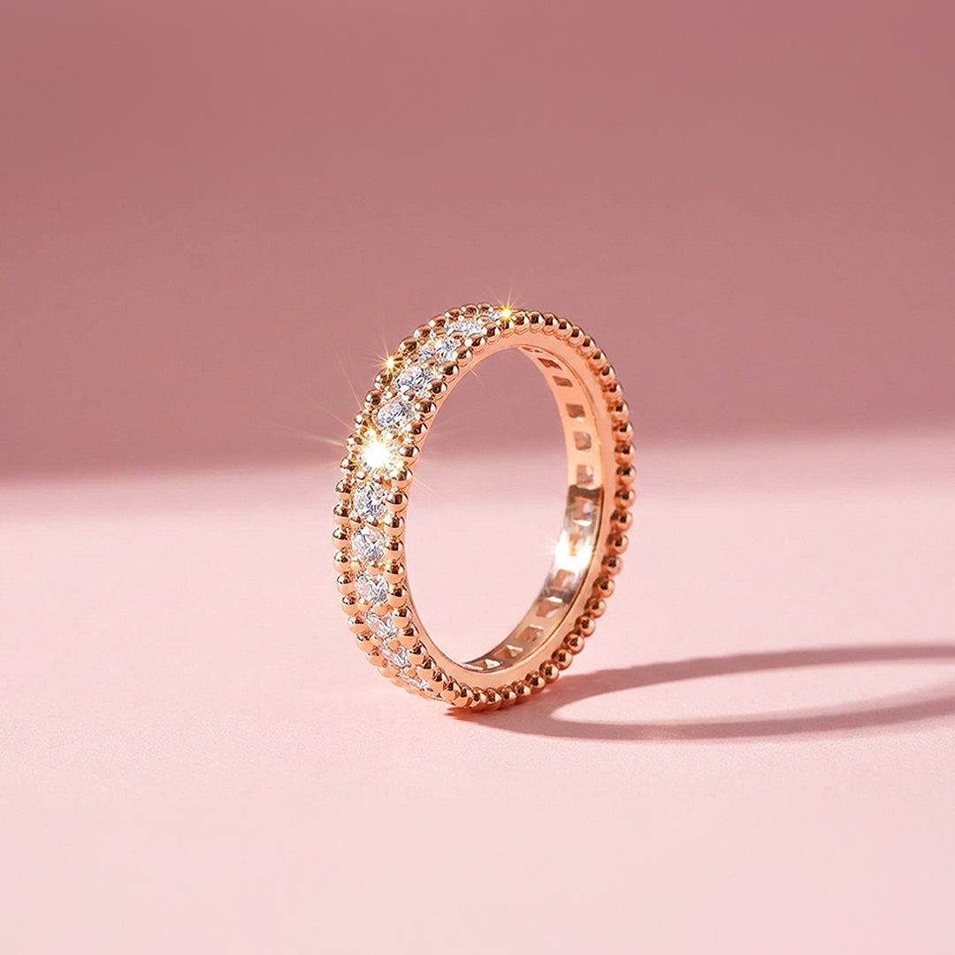 Eternity Band | Beaded Border | Diamond Simulant | Rose Gold Plating | Luxe5164 - Rings | Singapore Jewellery, Wedding Rings &amp; Gifts | Same Day Delivery | Tiara.com.sg