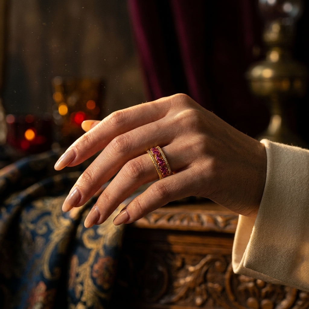 Double Band Heart Gallery Ring | Ruby | Luxe5165