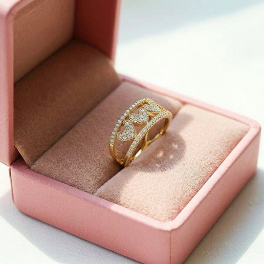 Double Band Heart Gallery Ring | Ruby | Luxe5165