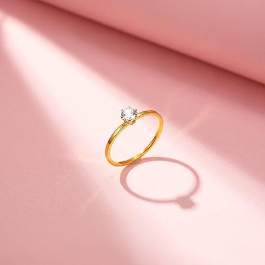 Dainty Solitaire Ring | Diamond Simulant | Titanium Steel | Luxe5169 - Rings | Singapore Jewellery, Wedding Rings &amp; Gifts | Same Day Delivery | Tiara.com.sg