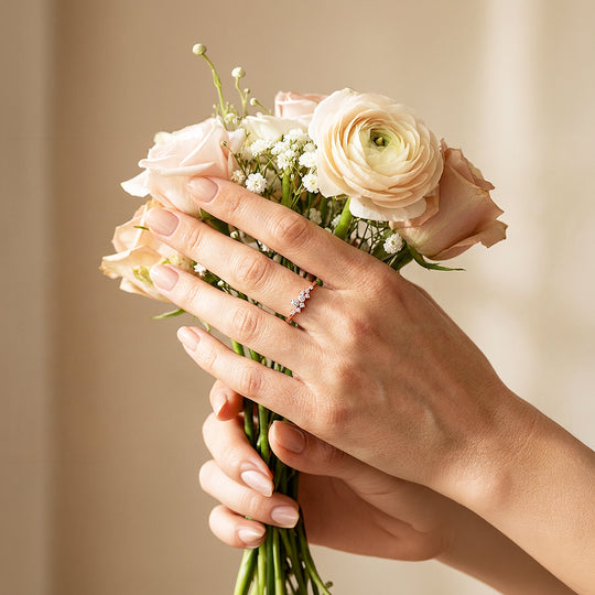 Cluster Ring | Petite Brilliance | Diamond Simulant | Titanium Steel | Luxe5170 - Rings | Singapore Jewellery, Wedding Rings &amp; Gifts | Same Day Delivery | Tiara.com.sg