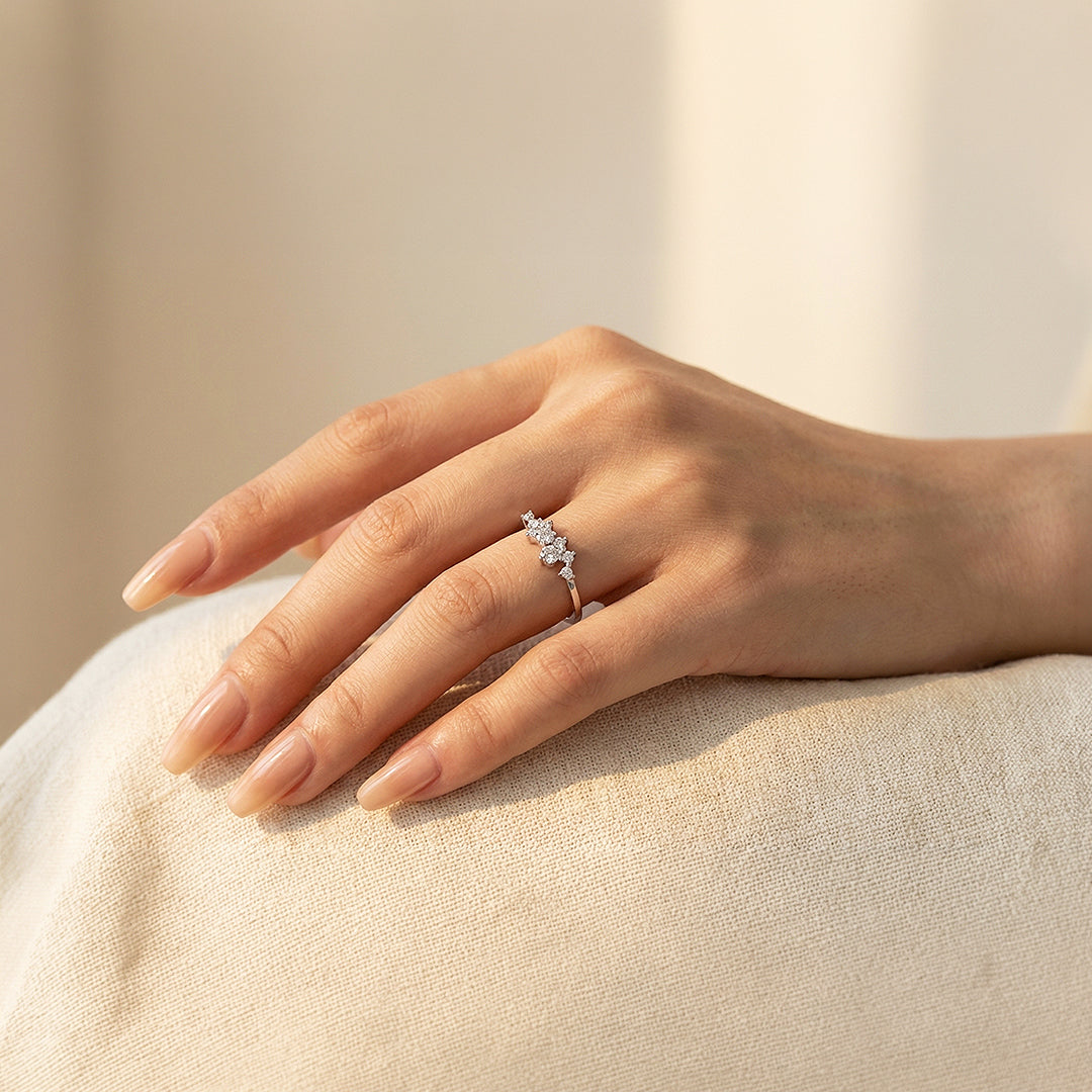 Cluster Ring | Petite Brilliance | Diamond Simulant | Titanium Steel | Luxe5170 - Rings | Singapore Jewellery, Wedding Rings &amp; Gifts | Same Day Delivery | Tiara.com.sg