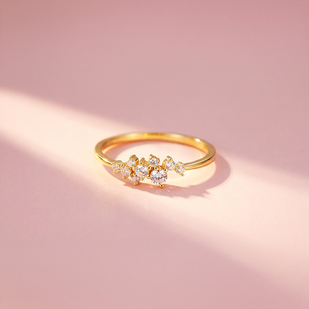 Cluster Ring | Petite Brilliance | Diamond Simulant | Titanium Steel | Luxe5170 - Rings | Singapore Jewellery, Wedding Rings &amp; Gifts | Same Day Delivery | Tiara.com.sg