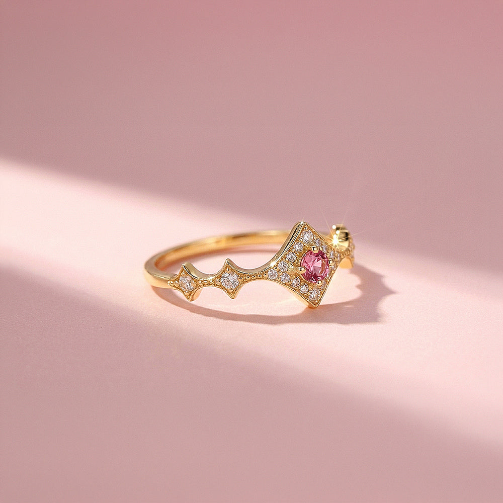 Statement Ring | Adjustable | Pink Diamond Simulant | Gold Plated | Luxe5172 - Rings | Singapore Jewellery, Wedding Rings & Gifts | Same Day Delivery | Tiara.com.sg