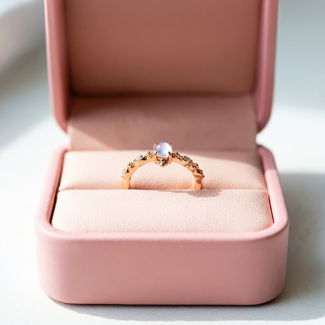 Solitaire Ring | Moonstone | Diamond Simulant | Gold Plated | Luxe5176 - Rings | Singapore Jewellery, Wedding Rings & Gifts | Same Day Delivery | Tiara.com.sg
