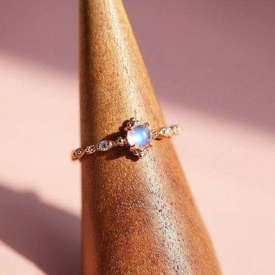 Solitaire Ring | Moonstone | Diamond Simulant | Gold Plated | Luxe5176 - Rings | Singapore Jewellery, Wedding Rings &amp; Gifts | Same Day Delivery | Tiara.com.sg