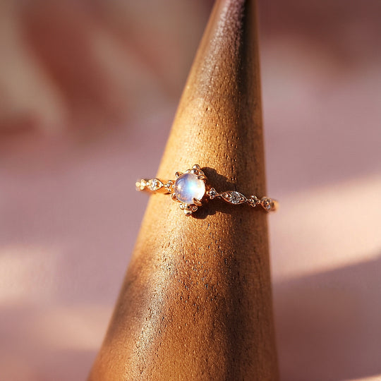 Solitaire Ring | Moonstone | Diamond Simulant | Gold Plated | Luxe5176 - Rings | Singapore Jewellery, Wedding Rings &amp; Gifts | Same Day Delivery | Tiara.com.sg