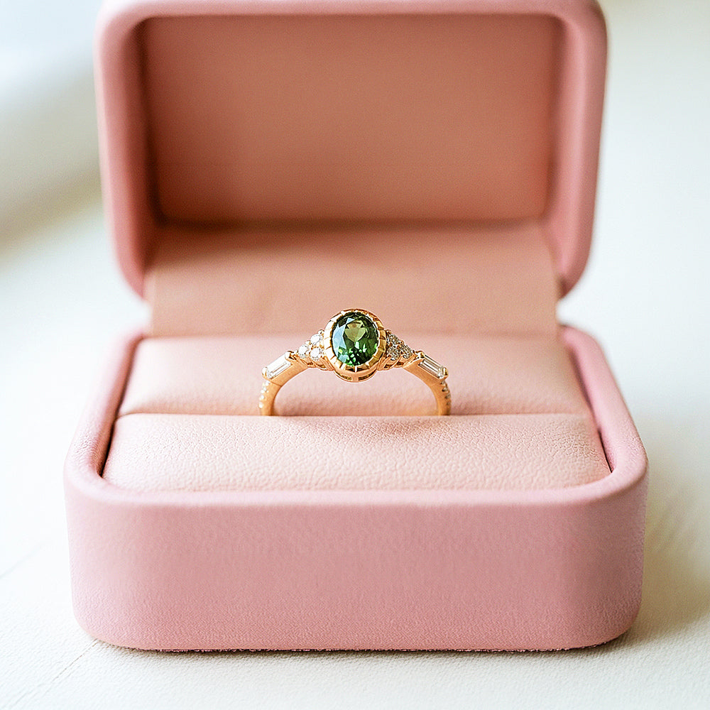 Solitaire Ring | Oval Cut | Peridot Diamond Simulant | Gold Plated | Luxe5178 - Rings | Singapore Jewellery, Wedding Rings & Gifts | Same Day Delivery | Tiara.com.sg