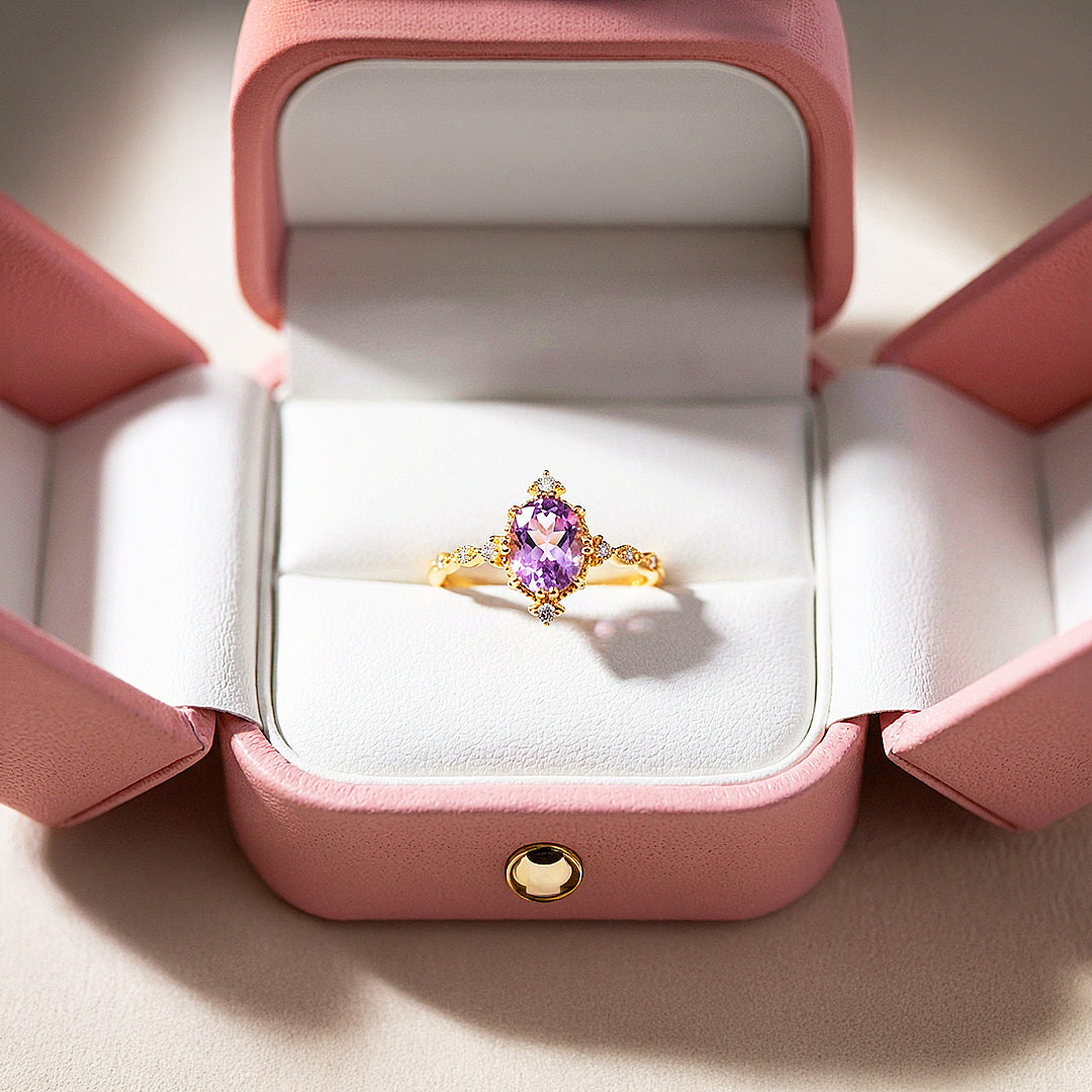 Solitaire Ring | Oval Cut | Amethyst Diamond Simulant | Luxe5179 - Rings | Singapore Jewellery, Wedding Rings &amp; Gifts | Same Day Delivery | Tiara.com.sg