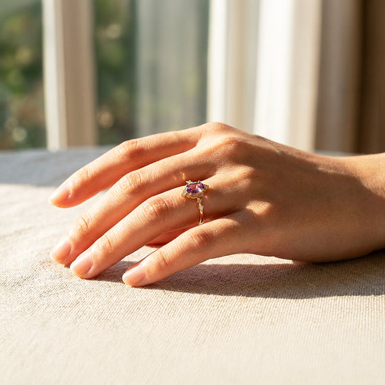 Solitaire Ring | Oval Cut | Amethyst Diamond Simulant | Luxe5179 - Rings | Singapore Jewellery, Wedding Rings &amp; Gifts | Same Day Delivery | Tiara.com.sg