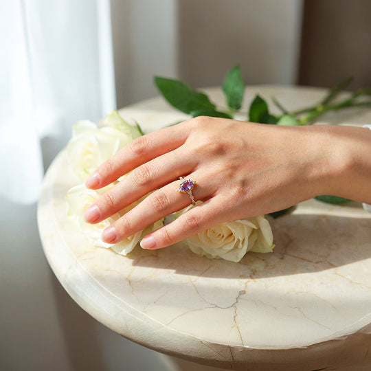 Solitaire Ring | Oval Cut | Amethyst Diamond Simulant | Luxe5179 - Rings | Singapore Jewellery, Wedding Rings &amp; Gifts | Same Day Delivery | Tiara.com.sg