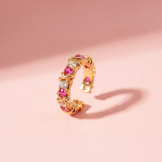 Eternity Cross Band | Adjustable | Diamond Simulant | Dual-Tone Plated | Luxe5180 - Rings | Singapore Jewellery, Wedding Rings &amp; Gifts | Same Day Delivery | Tiara.com.sg