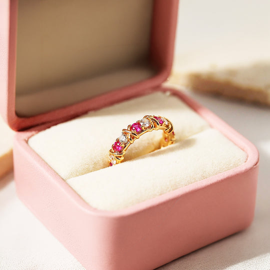 Eternity Cross Band | Adjustable | Diamond Simulant | Dual-Tone Plated | Luxe5180 - Rings | Singapore Jewellery, Wedding Rings &amp; Gifts | Same Day Delivery | Tiara.com.sg
