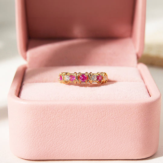 Eternity Cross Band | Adjustable | Diamond Simulant | Dual-Tone Plated | Luxe5180 - Rings | Singapore Jewellery, Wedding Rings &amp; Gifts | Same Day Delivery | Tiara.com.sg