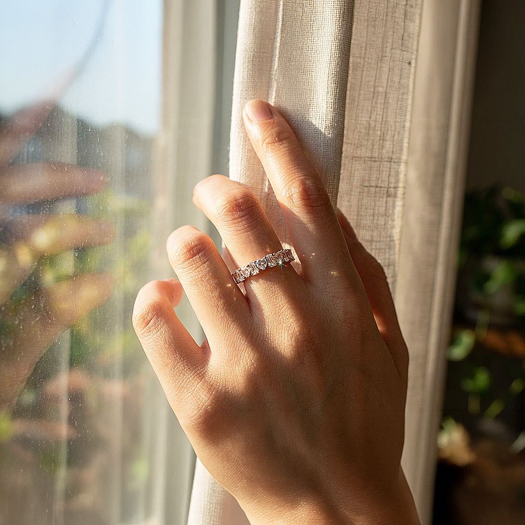 Eternity Band | Adjustable | Diamond Simulant | Gold Plated | Luxe5181 - Rings | Singapore Jewellery, Wedding Rings &amp; Gifts | Same Day Delivery | Tiara.com.sg
