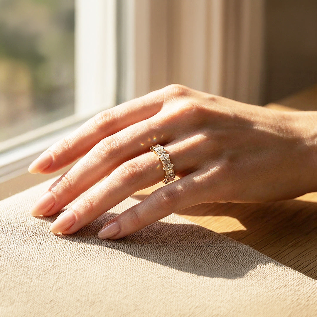 Eternity Band | Adjustable | Diamond Simulant | Gold Plated | Luxe5181 - Rings | Singapore Jewellery, Wedding Rings &amp; Gifts | Same Day Delivery | Tiara.com.sg