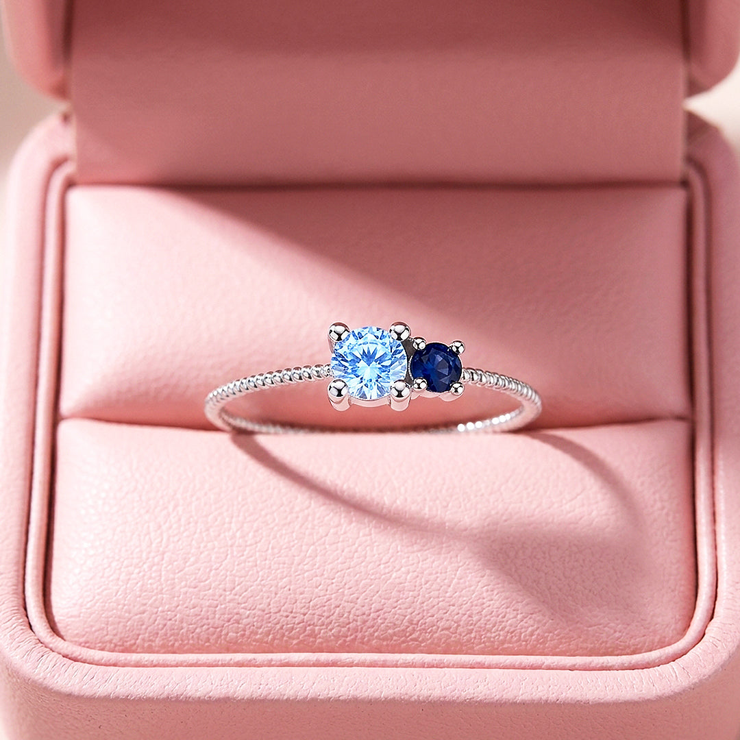 Dual-Stone Twisted Band Ring | Diamond Simulant | 925 Sterling Silver | Prm5008