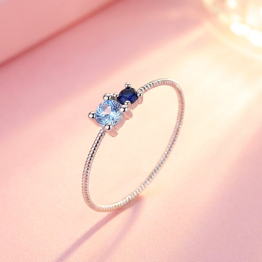 Dual-Stone Twisted Band Ring | Diamond Simulant | 925 Sterling Silver | Prm5008