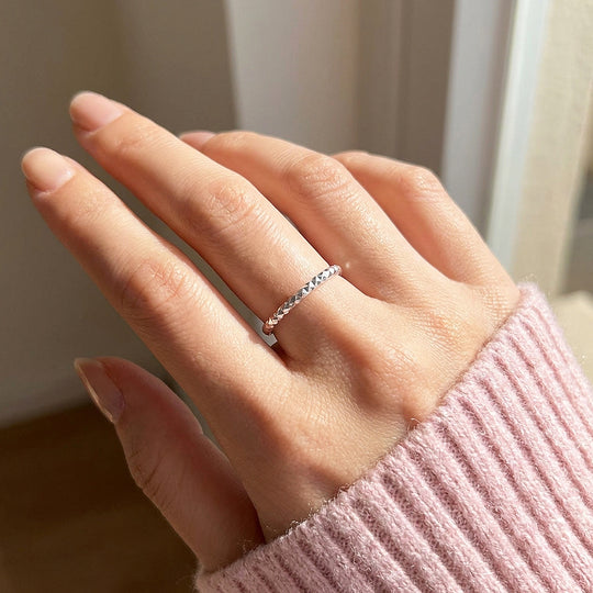 Faceted Texture Band Ring | 925 Sterling Silver | Prm5034