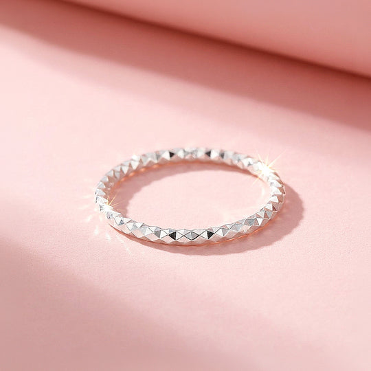 Faceted Texture Band Ring | 925 Sterling Silver | Prm5034