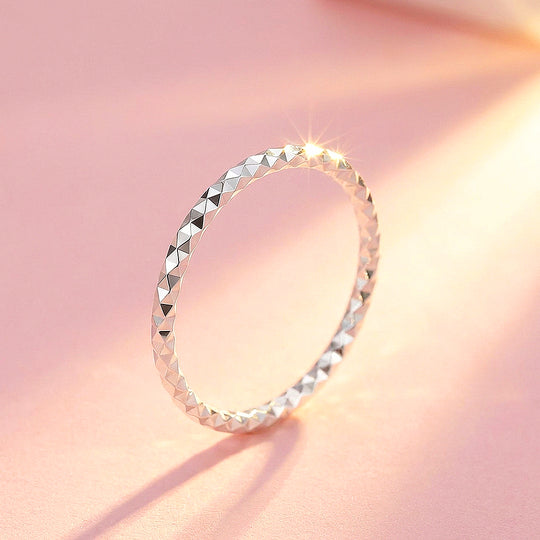 Faceted Texture Band Ring | 925 Sterling Silver | Prm5034
