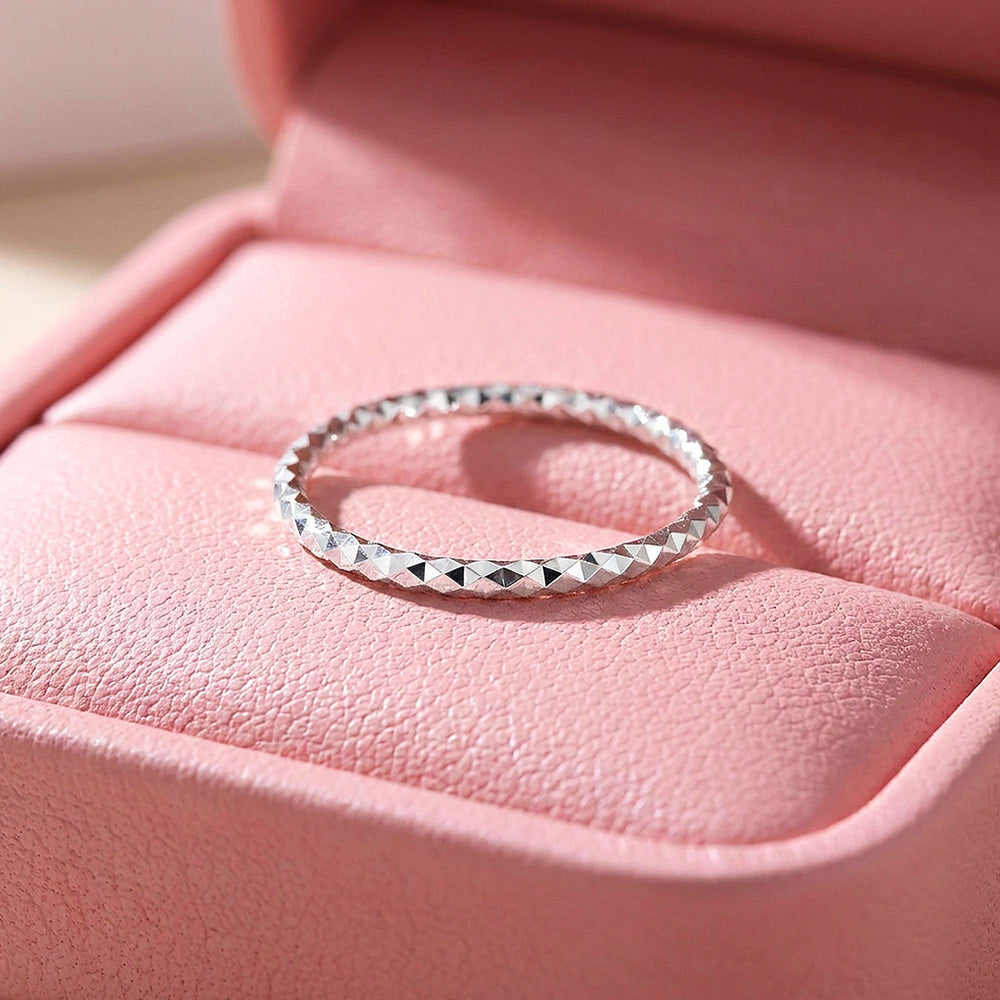 Faceted Texture Band Ring | 925 Sterling Silver | Prm5034