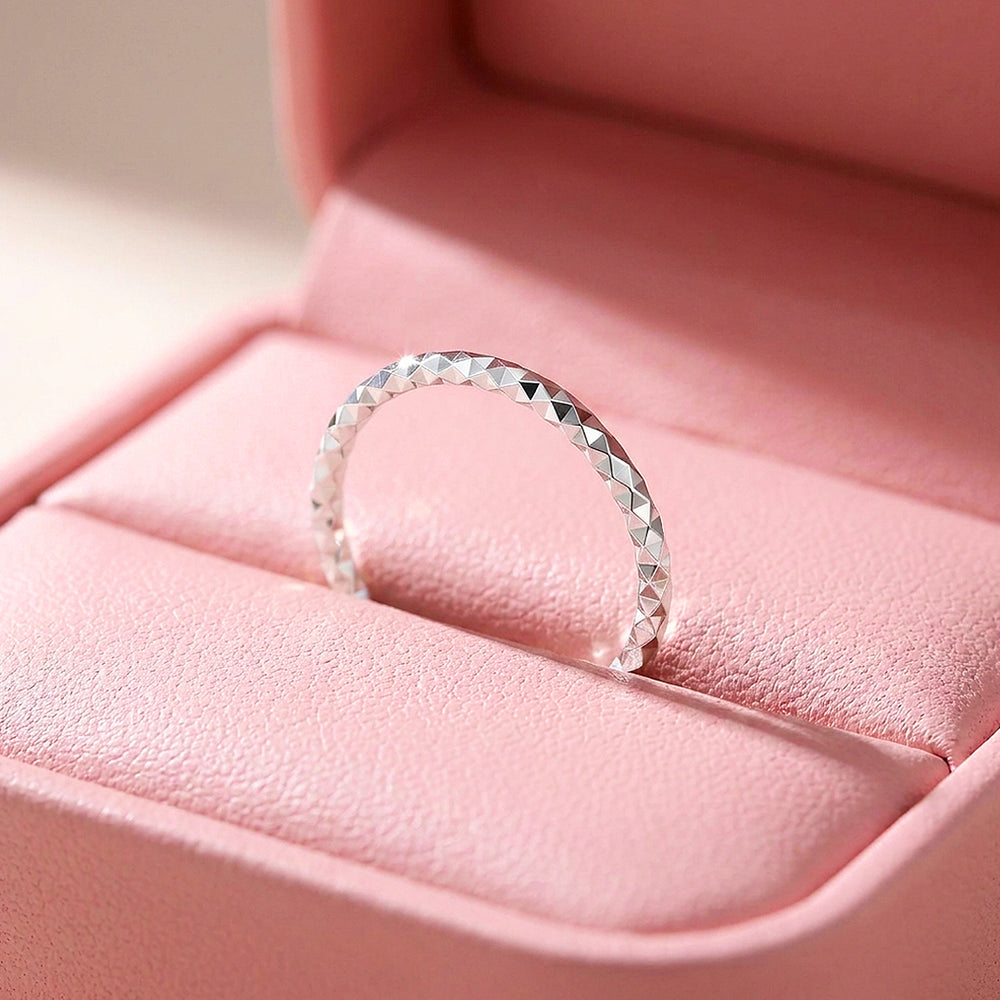 Faceted Texture Band Ring | 925 Sterling Silver | Prm5034