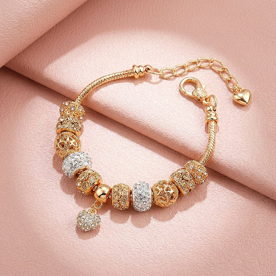 Pavé Heart Charm Bracelet | Diamond Simulant | Luxe6055