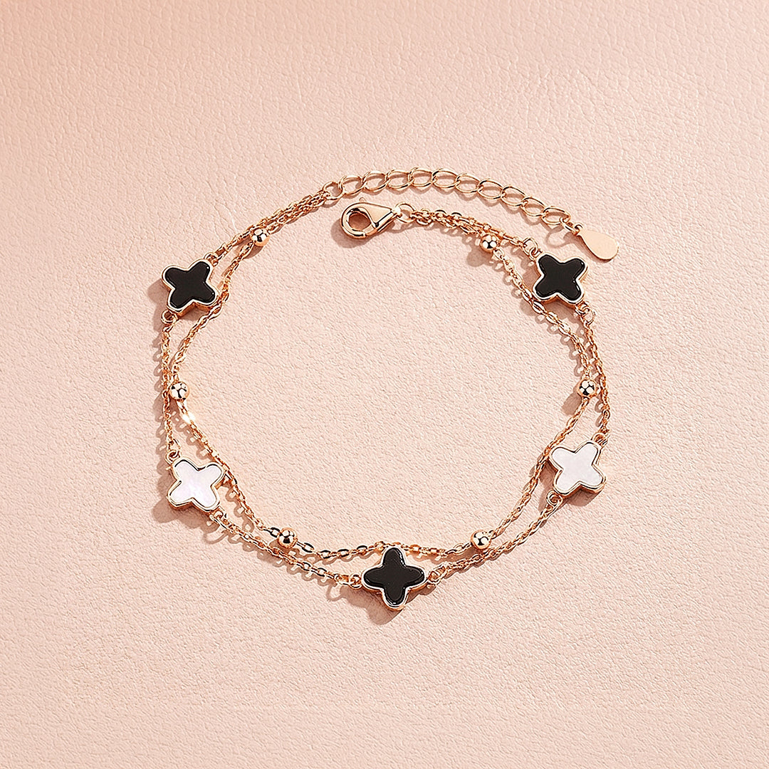 Rose Gold Clover Double-Strand Bracelet | Women&