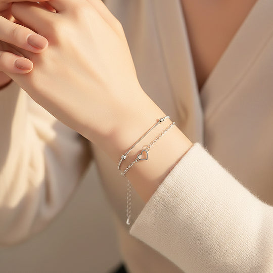 Dual-Heart Layered Satellite Bracelet | Luxe6132 - bangle | Singapore Jewellery, Wedding Rings &amp; Gifts | Same Day Delivery | Tiara.com.sg