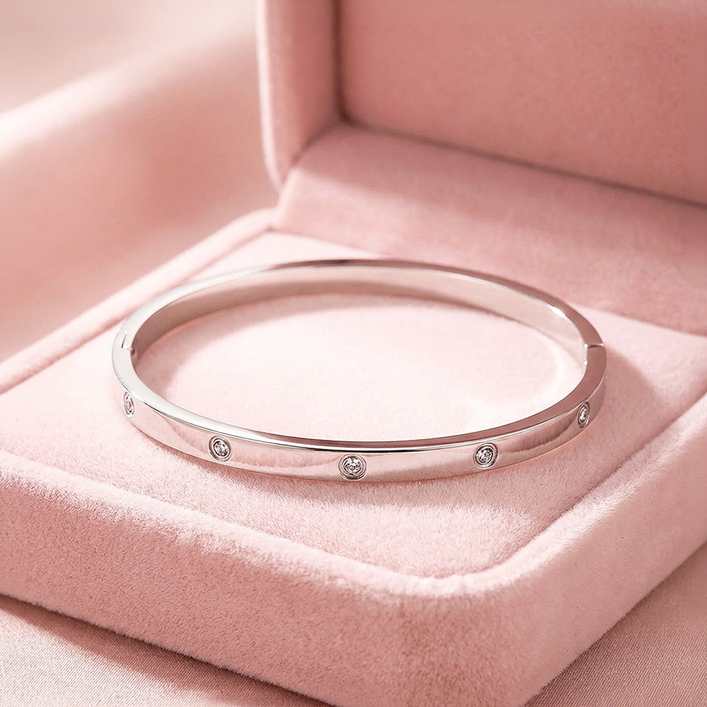 Stellar-Accent Gold Bangle Bracelet | Luxe6158 - bangle | Singapore Jewellery, Wedding Rings & Gifts | Same Day Delivery | Tiara.com.sg