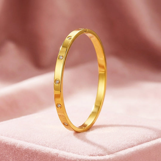 Stellar-Accent Gold Bangle Bracelet | Luxe6158 - bangle | Singapore Jewellery, Wedding Rings &amp; Gifts | Same Day Delivery | Tiara.com.sg