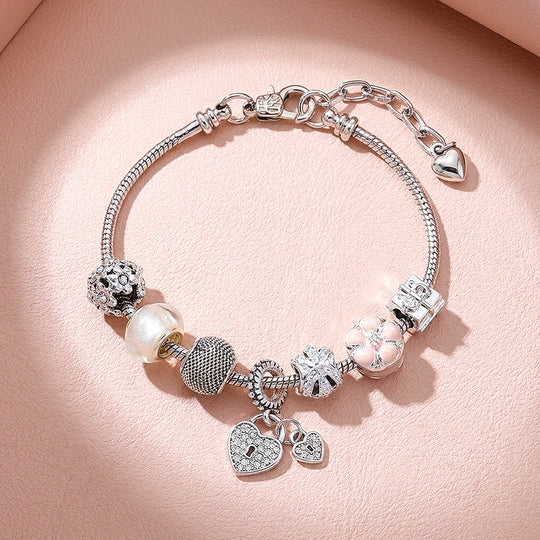 Twin Hearts Charm Bracelet | Diamond Simulant | Luxe6191