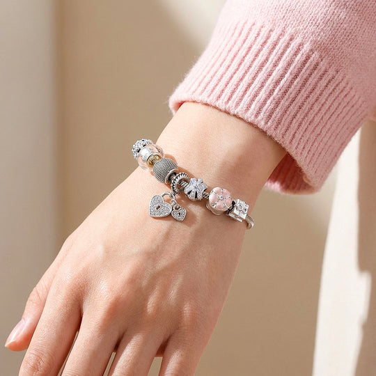 Twin Hearts Charm Bracelet | Diamond Simulant | Luxe6191