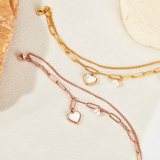Paperclip Heart Bracelet | Mother of Pearl | Luxe6251 - bangle | Singapore Jewellery, Wedding Rings &amp; Gifts | Same Day Delivery | Tiara.com.sg