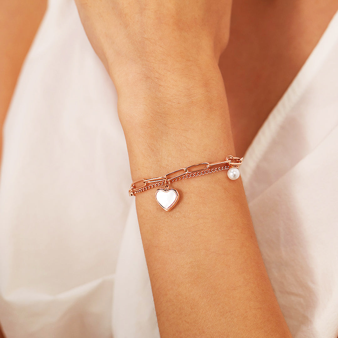 Paperclip Heart Bracelet | Mother of Pearl | Luxe6251 - bangle | Singapore Jewellery, Wedding Rings &amp; Gifts | Same Day Delivery | Tiara.com.sg