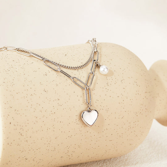 Paperclip Heart Bracelet | Mother of Pearl | Luxe6251 - bangle | Singapore Jewellery, Wedding Rings &amp; Gifts | Same Day Delivery | Tiara.com.sg