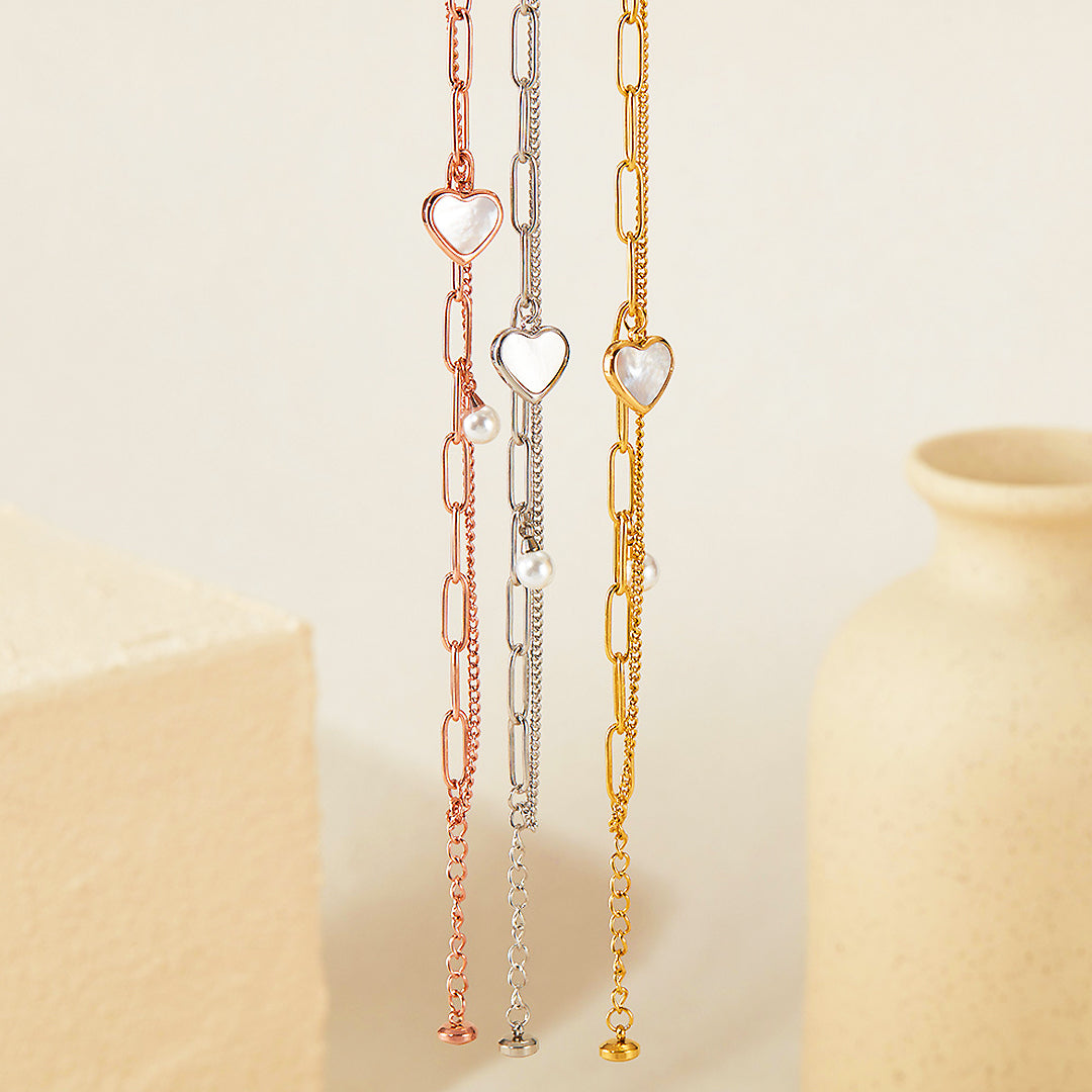 Paperclip Heart Bracelet | Mother of Pearl | Luxe6251 - bangle | Singapore Jewellery, Wedding Rings &amp; Gifts | Same Day Delivery | Tiara.com.sg