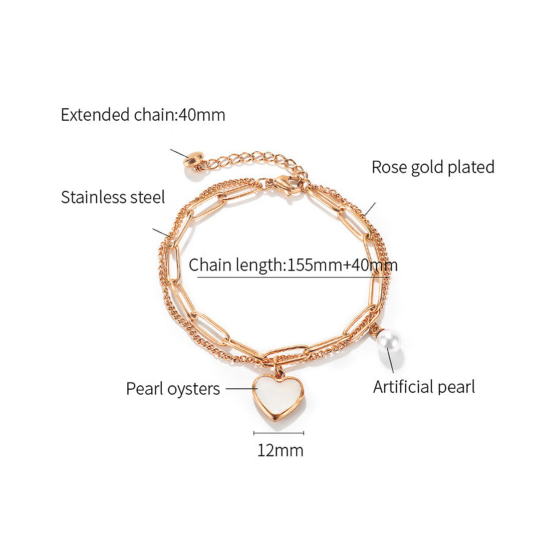 Paperclip Heart Bracelet | Mother of Pearl | Luxe6251 - bangle | Singapore Jewellery, Wedding Rings &amp; Gifts | Same Day Delivery | Tiara.com.sg
