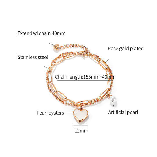 Paperclip Heart Bracelet | Mother of Pearl | Luxe6251 - bangle | Singapore Jewellery, Wedding Rings &amp; Gifts | Same Day Delivery | Tiara.com.sg