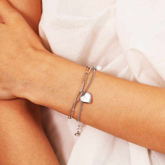 Paperclip Heart Bracelet | Mother of Pearl | Luxe6251 - bangle | Singapore Jewellery, Wedding Rings &amp; Gifts | Same Day Delivery | Tiara.com.sg