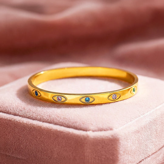 Evil Eye Gold Bangle | Luxe6275 - bangle | Singapore Jewellery, Wedding Rings &amp; Gifts | Same Day Delivery | Tiara.com.sg