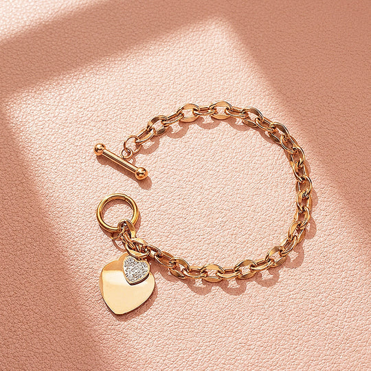 Heart Toggle Bracelet | Diamond Simulant | Gold | Luxe6311