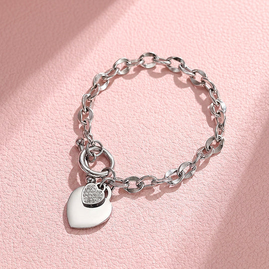 Heart Toggle Bracelet | Diamond Simulant | Gold | Luxe6311