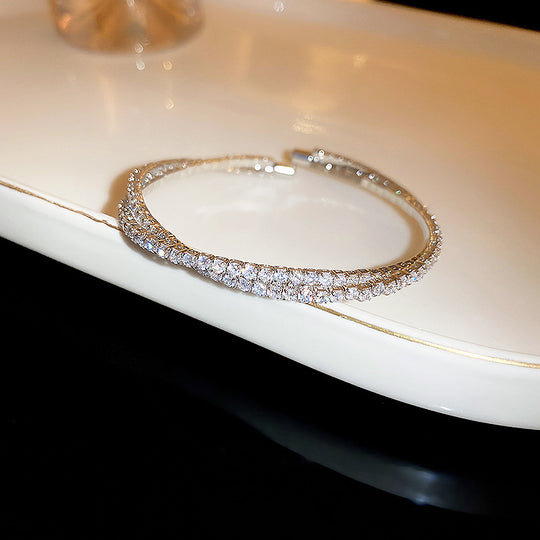 Asymmetrical Ring Cuff | Adjustable | High-Brilliance Diamond Simulant | Luxe6317 - bangle | Singapore Jewellery, Wedding Rings &amp; Gifts | Same Day Delivery | Tiara.com.sg