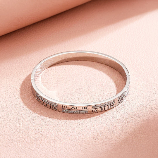 Roman Numeral Channel Set Hinge Bangle | Last Piece | Luxe6320
