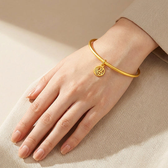 Fu Xi Charm Gold Bangle | Luxe6373 - bangle | Singapore Jewellery, Wedding Rings &amp; Gifts | Same Day Delivery | Tiara.com.sg